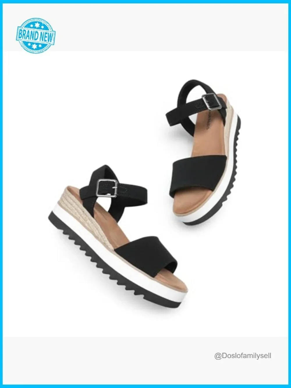 Open Toe Buckle Ankle Strap Espadrille Platform Wedge Sandals Espadrilles